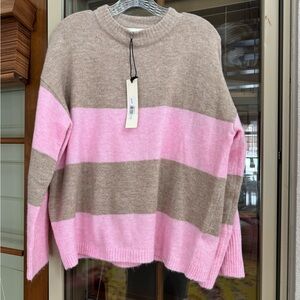 Pinch Crew Neck Sweater in Pink and Brown